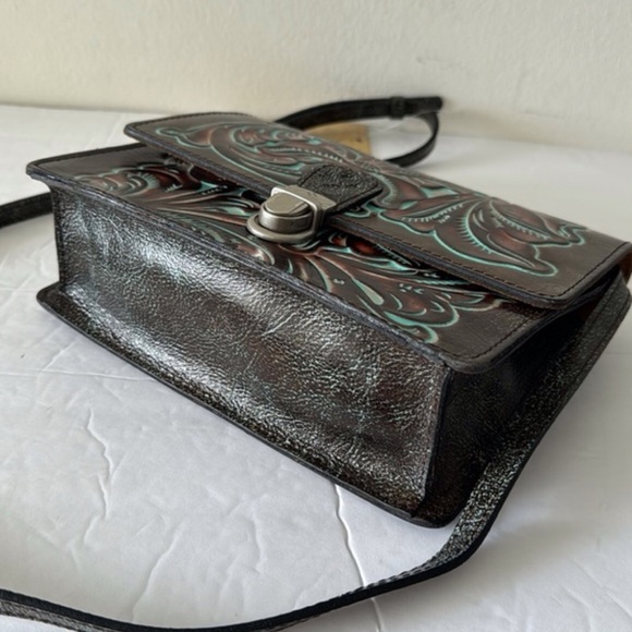 Patricia Nash Locri C/B Turquoise Hand Tooled Leather crossbody Handbag - Picture 15 of 15